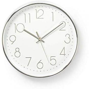 Nedis CLWA015PC30SR Wanduhr in Silber und Weiß