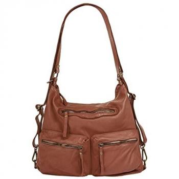 Samantha Look Shopper Echtleder Damen Tasche Made in Italy cognac mit Smartphonefach vielseitig tragbar