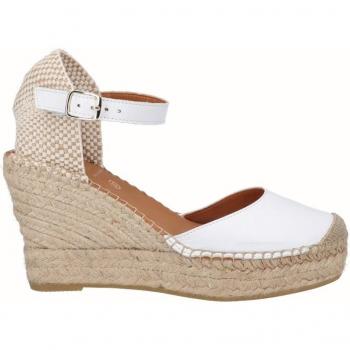 Viguera Zapatillas de Cuña Alta en Piel Blanca Talla 40
