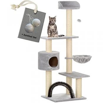Kratzbaum für Katzen Utah grau, inkl. Gratis-Beigabe und Spielkugeln