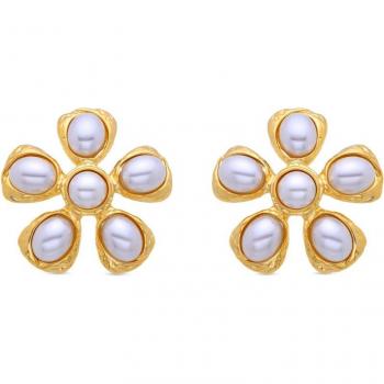 Pendientes Luxenter Perla Blanca Oro Ambar