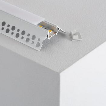 Profilo in Alluminio per Integrazione LED Angoli Esterni Cartongesso 8mm 3 m