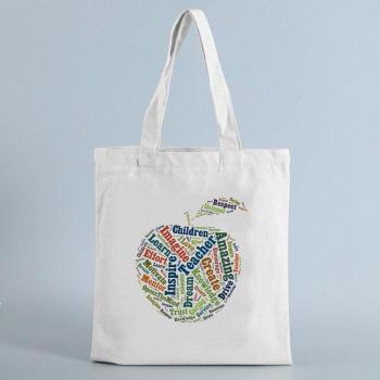 Peace Love Teach Apple Print Book Bag