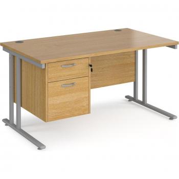 Maestro 25 SL Straight Desk with 2 Drawer Pedestal, 1400mm x 800mm