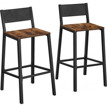 Juego de 2 taburetes altos de cocina gris antracita y negro