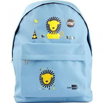 Cartera escolar liderpapel mochila leon color celeste 380x280x120 mm 6160-ME09