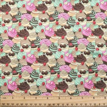 Tela de algodón con diseño de helados 50x140cm