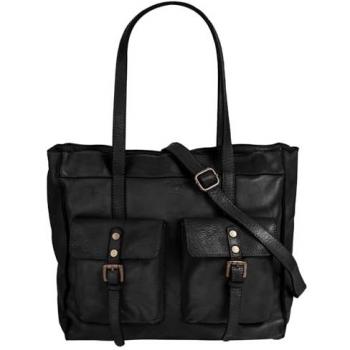 Shopper SAMANTHA LOOK, 37 cm x 32 cm x 8 cm, schwarz, Leder, Made in Italy