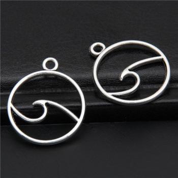 20 pièces breloques argentées rondes pour colliers et boucles d'oreilles A3259/A2906