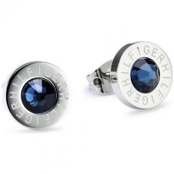 Pendientes botón Tommy Hilfiger Acero Inoxidable con Circonita azul