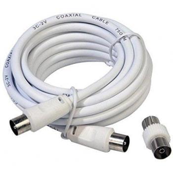 Maurer Cable Prolongación TV Video Macho-Macho 3 Metros Ø 9,5 Mm Blanco