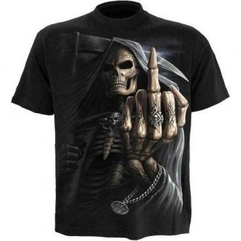 Spiral Direct Unisex Adult Bone Finger Short-Sleeved T-Shirt black