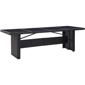 VidaXL Patio Table Black 94.5x35.4x29.1 Poly Rattan and Glass