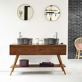 Mueble de baño de madera maciza de mindi con dos lavabos 135 cm