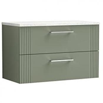 800mm Retro Wall Hung Vanity with Sparkling White Laminate