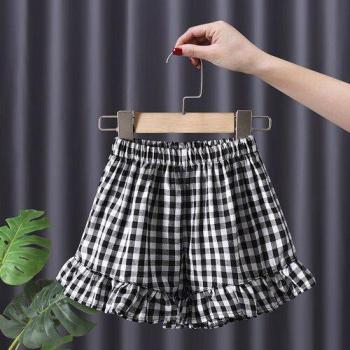 Kids' Red Plaid Ruched Summer Shorts