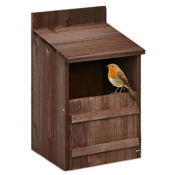 Casetta per Uccelli in Legno, da Appendere, con Foro d'Ingresso 10 x 19,5 cm, Marrone