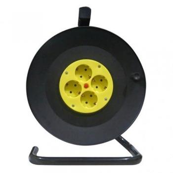 Enrollacable 15m 4 Enchufes 3gx1,5mm Cobre con Termostato de Seguridad