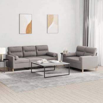 VidaXL Ensemble de canapés 2 pcs avec coussins taupe tissu3201623