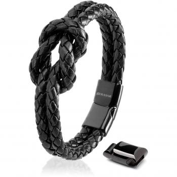 Bracciale da Donna in Pelle Knot, 20cm, Nero