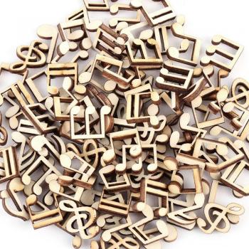 100Pcs/Pack 14x15mm Handcrafted Wooden Music Notes for DIY Decor