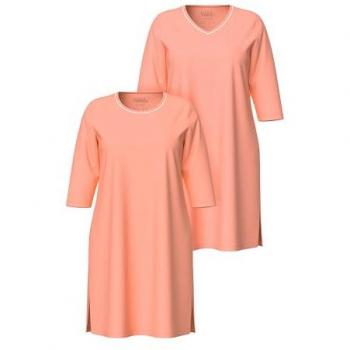 Ulla Popken Bigshirt Damen 2er-Pack Rundhals/V-Ausschnitt 3/4-Arm rosa Größe 58/60 Baumwolle