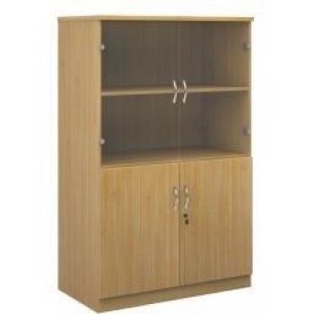Elegant Oak 3‑Shelved Glass Door Unit – 1600 mm