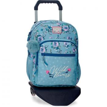 Mochila escolar Movom Wild Flowers con carro y estampado floral de 38cm