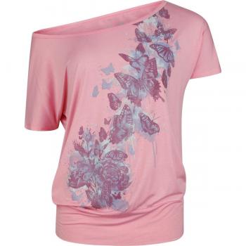 Veste T‑Shirt Courte de Full Volume by EMP – Print Papillon Rose, Femmes, M à XXL