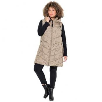 Steppweste HYPRAR Long (Seitenzipper) – Damen, Braun, 62/64 – Ulla Popken