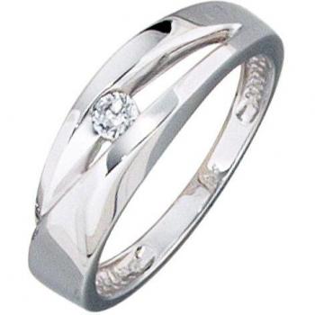 Weißgold‑Schimmerring, 375 er, Größe 50, 1 Zirkonia