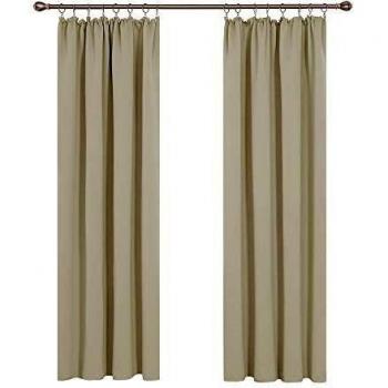 Deconovo Kräuselband Vorhänge 220x140 cm Beige 2er Set