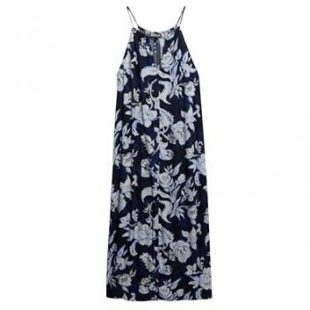 Damen Maxi-Strandkleid Superdry in Blau mit Print