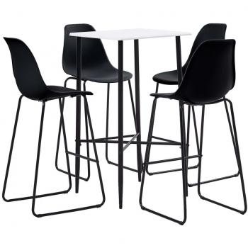 Juego de bar con mesa alta y taburetes 5 piezas plástico negro