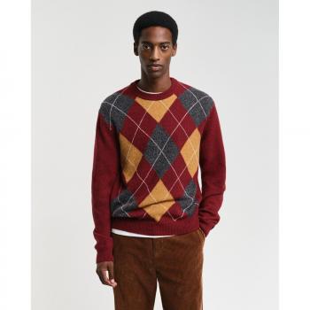Strickpullover ARGYLE Rundhalsausschnitt Bordeaux M