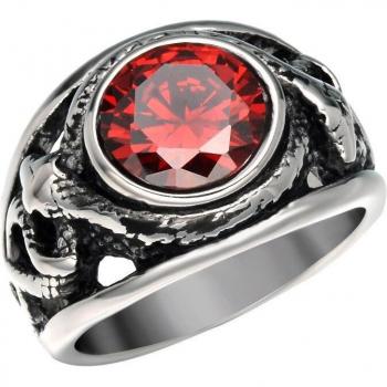 Men's 316L Stainless Steel Signet Ring with Carnelian Stone
