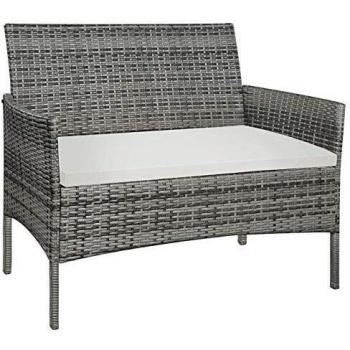 Banc de jardin gris 105 cm en résine tressée