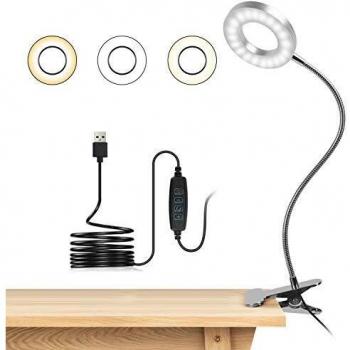 LED Clip-on Reading Light with 10 Brightness Levels & 3 Color Modes, Eye Protection Adjustable Bedside Lamp