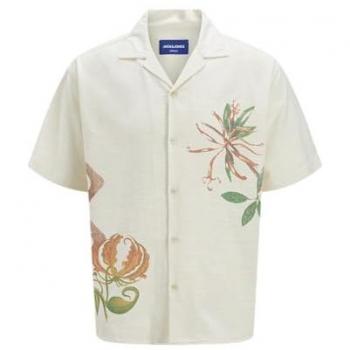 Jack & Jones Camicia Luke 12271108 Écru Relaxed Fit a Maniche Corti