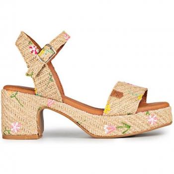 Sandalias Popa Couture: Tacón y Bordado Natural
