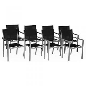 Sillas de aluminio gris y textileno negro