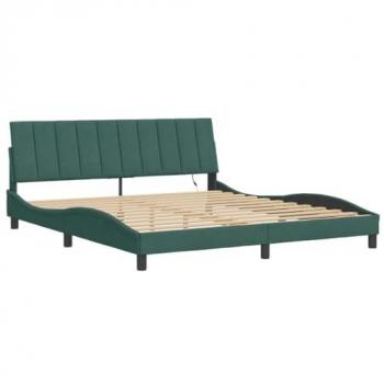 Lumière LED dans le cadre de lit vert foncé 180x200 cm – modèle Vidaxl