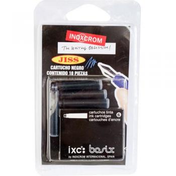 Cartucho de tinta negra Inoxcrom para pluma fuente, blíster de 10 unidades