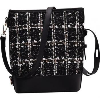 Plaid Fabric Vintage Inspired Crossbody Handbag