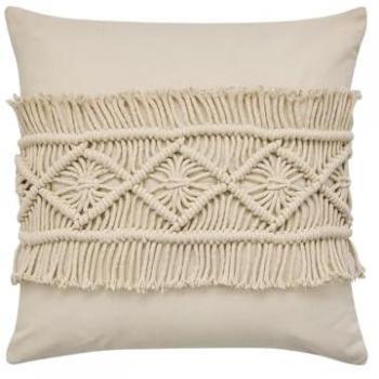Coussin à Franges Samaya Macramé 40x40 cm Beige