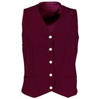 Women's Claret Gilt-Button Waistcoat by Alexandra Workwear, Size 14