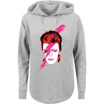 F4NT4STIC Damen‑Pullover „David Bowie – Aladdin Sane Lightning Bolt“, grau, Größe M, mit Kapuze und Druck