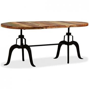 Tavolo da Pranzo in Legno Massello di Recupero e Acciaio