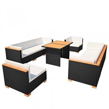 VidaXL Garten-Lounge-Set in elegantem Schwarz aus hochwertigem Poly Rattan