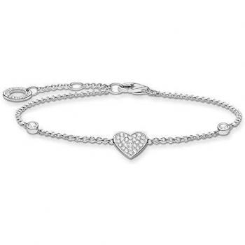 Bracciale Thomas Sabo con Cuore e Pietre, Argento Sterling 925, Lunghezza 16-19 cm